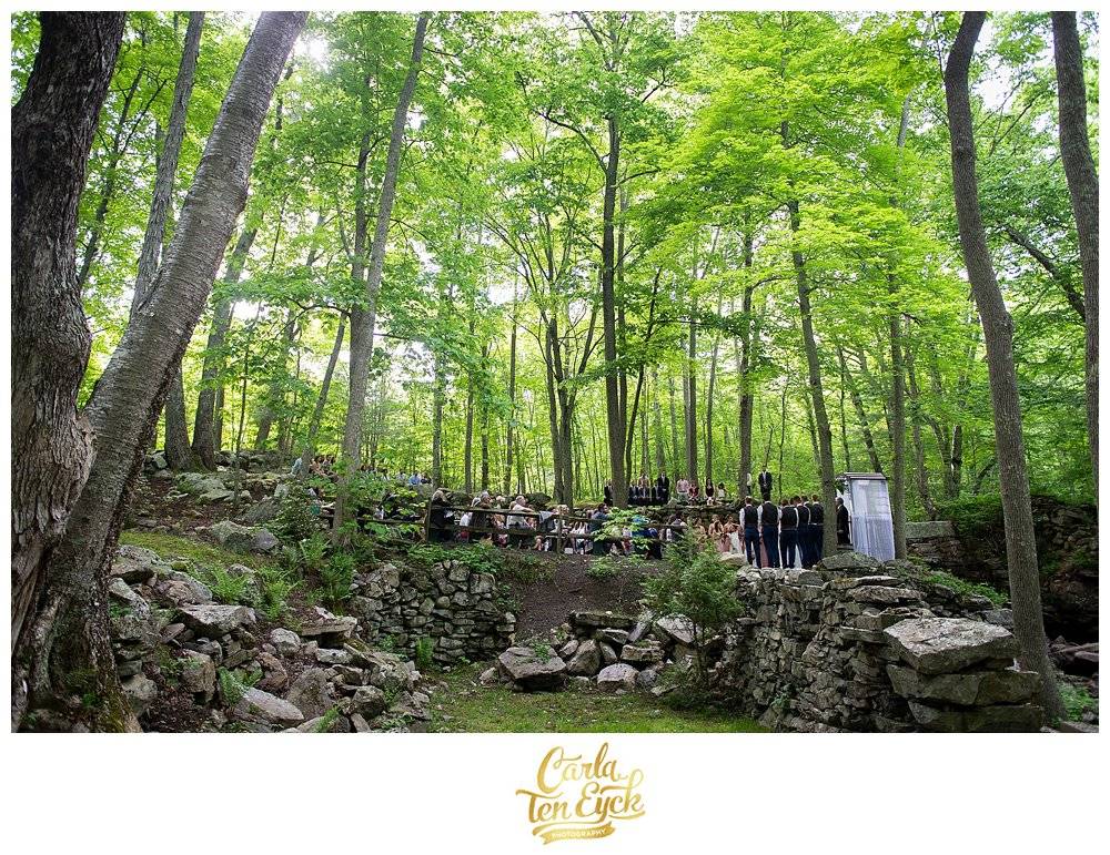 Dramatic forest wedding ceremony at Wright’s Mill Farm Connecticut