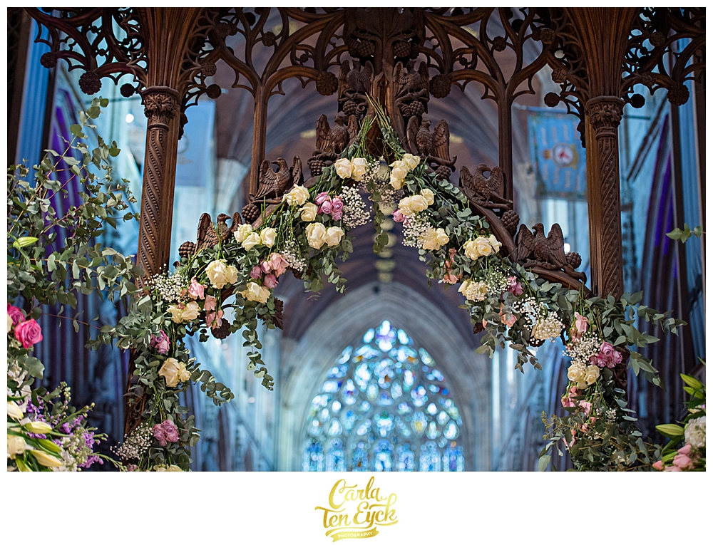 Wedding flowers in Selby Abbey Yorkshire UK