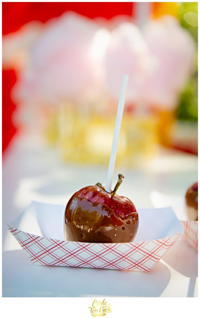 Candy apples and cotton candy at carnival themed graduation party in Niantic CT