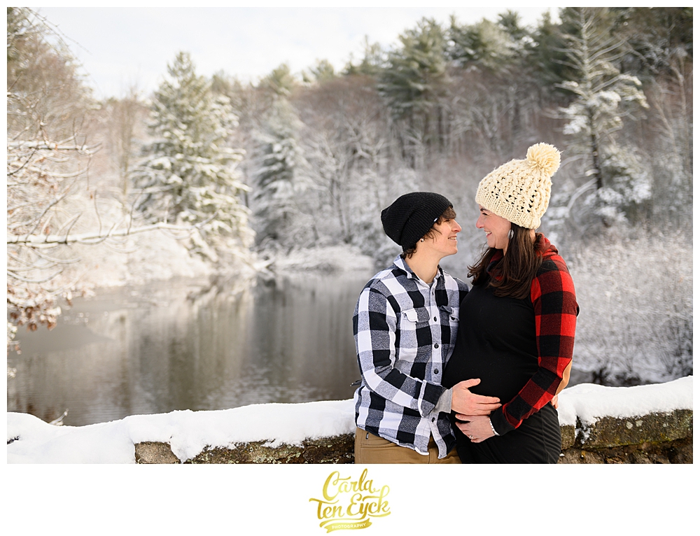Winter maternity session with two Moms in Manchester CT
