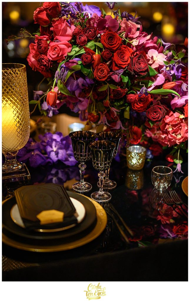 Colorful florals at the gala at the Banqueting House London