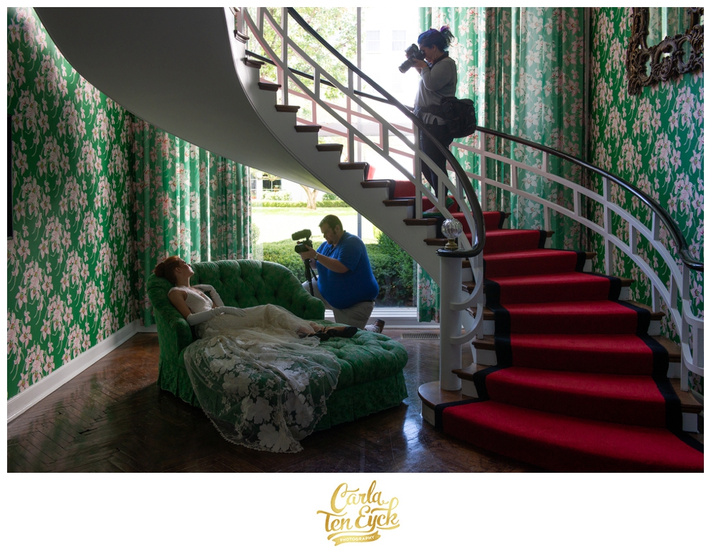 Photographer Carla Ten Eyck works in the Presidential Suite at the famed Greenbrier in West Virgina