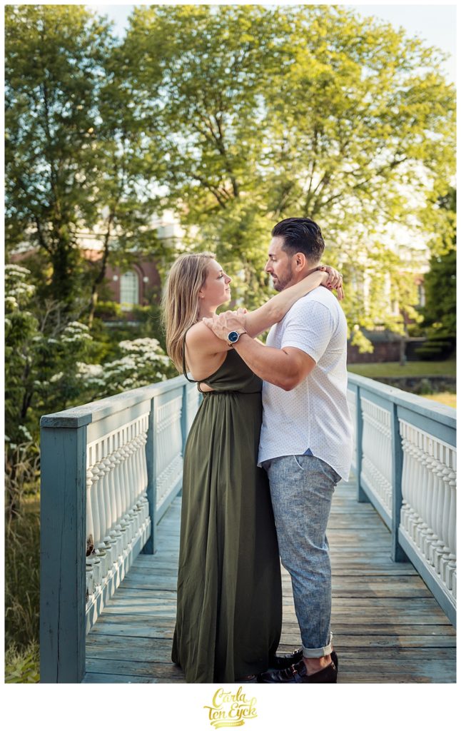 A couple gazes into one another's eyes during their Milford Ct engagement session