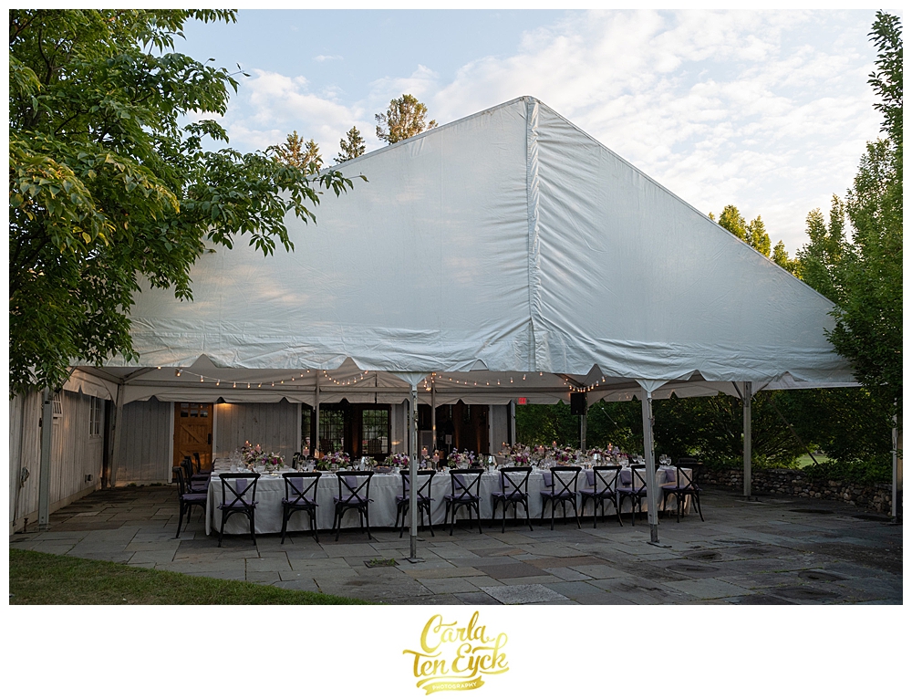 The tent is set for an intimate Winvian wedding in Morris CT