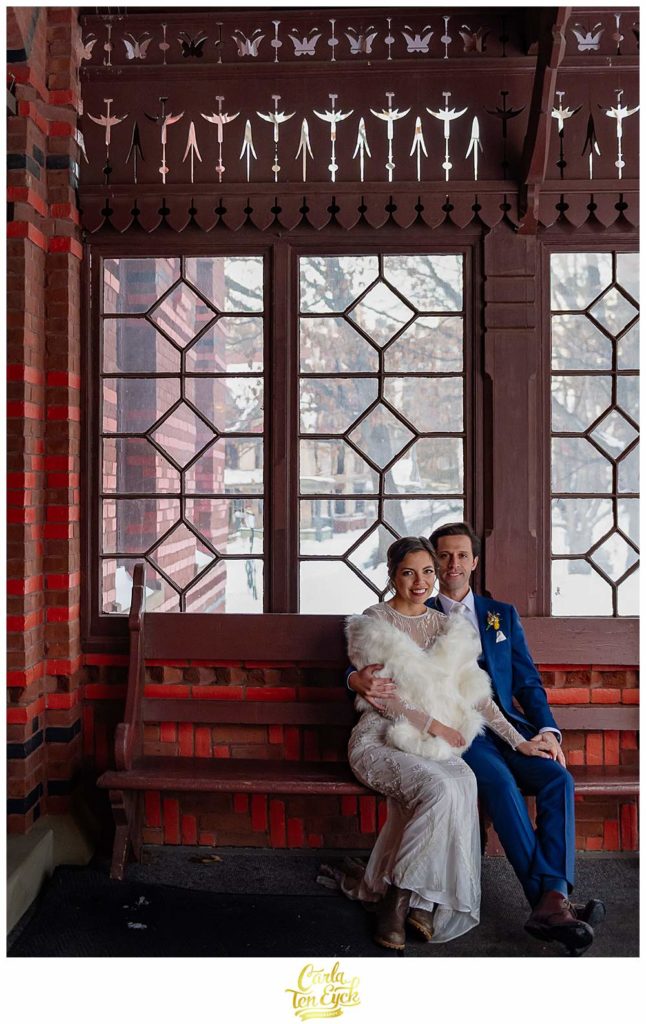 A couple on their wedding day at The Mark Twain House in Hartford CT