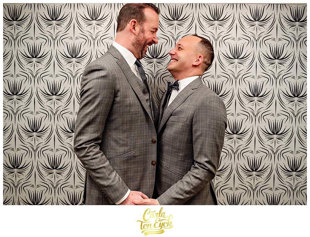 Two grooms during their wedding day at The Goodwin Hotel in Hartford CT