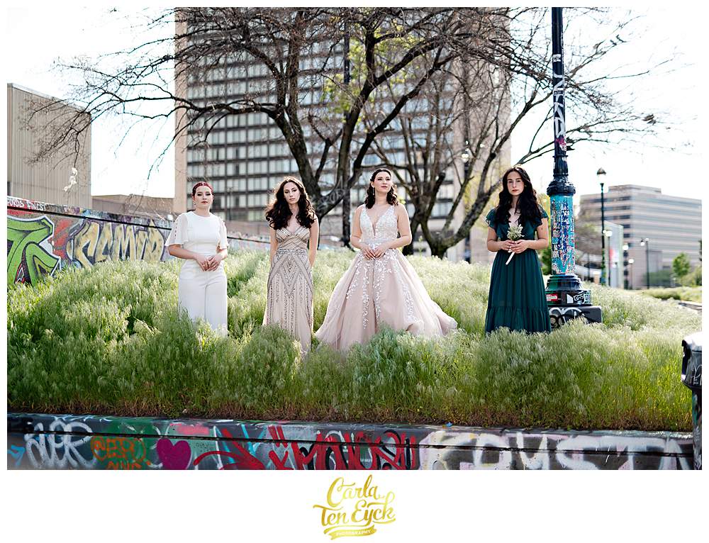 Girls pose for their Hartford prom photos in the skate park, Heaven in downtown Hartford CT
