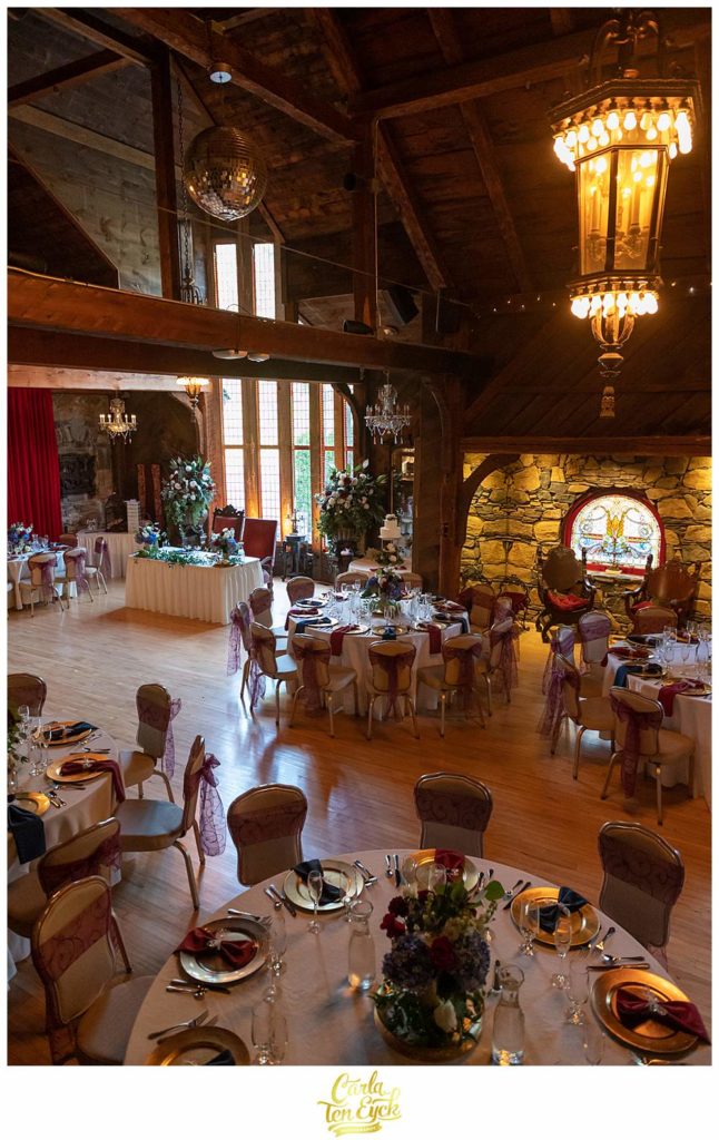 The ballroom is all set and ready for a Bill Miller's Castle wedding in Branford CT