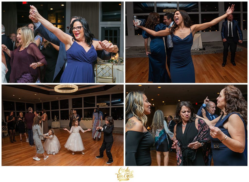 Guests dance at a Mamaroneck Yacht Club wedding in Mamaroneck NY