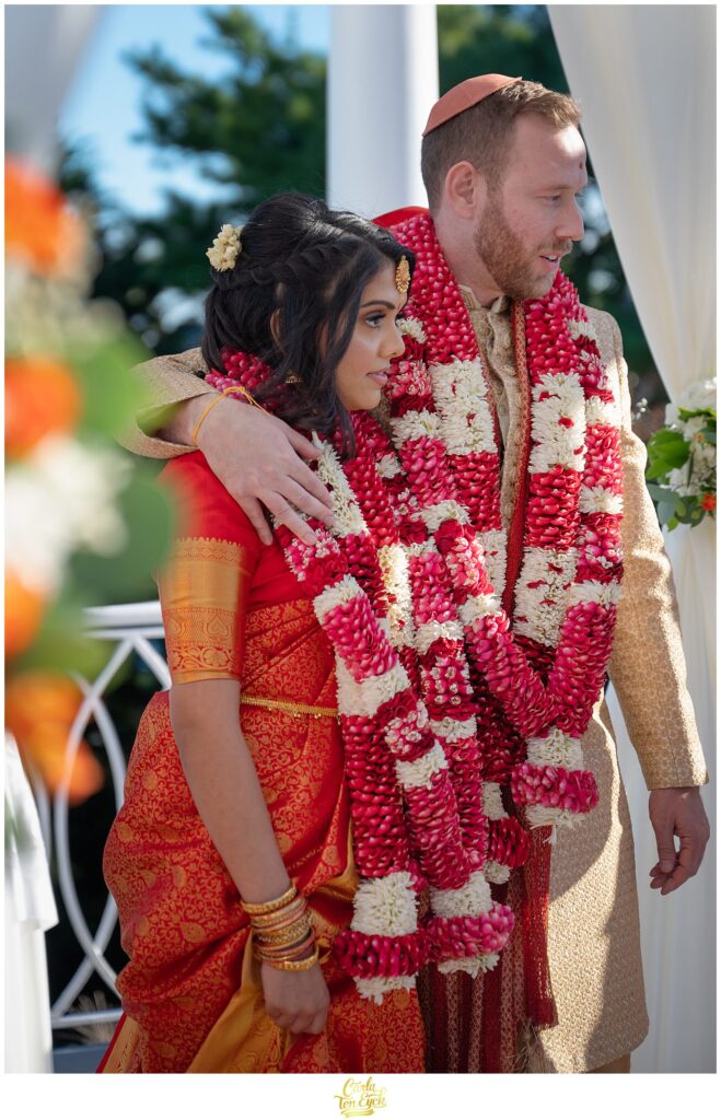 A Hindu bride and her Jewish groom at during their wedding at the VIP Country Club in New Rochelle NY