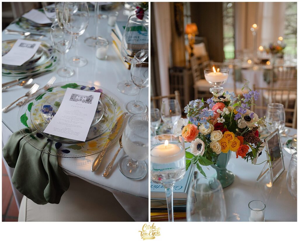 Beautiful centerpieces for a romantic wedding at Lord Thompson Manor in Thompson CT