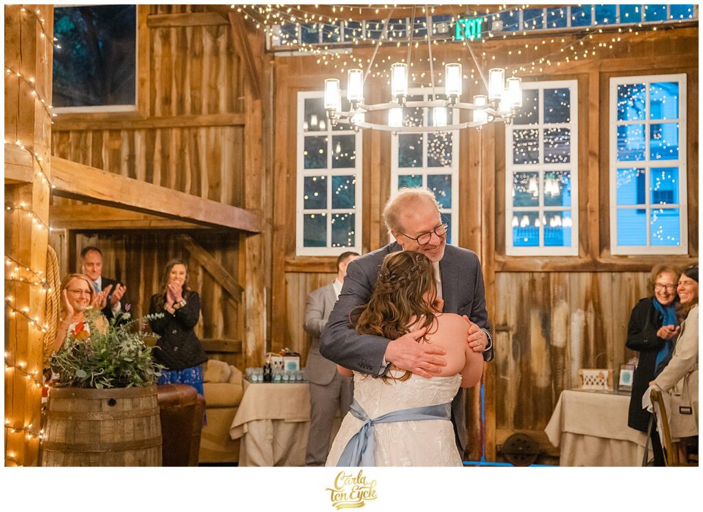 Parent dances during a wedding at Pinecroft Estate a beautiful barn venue in Thompson CT