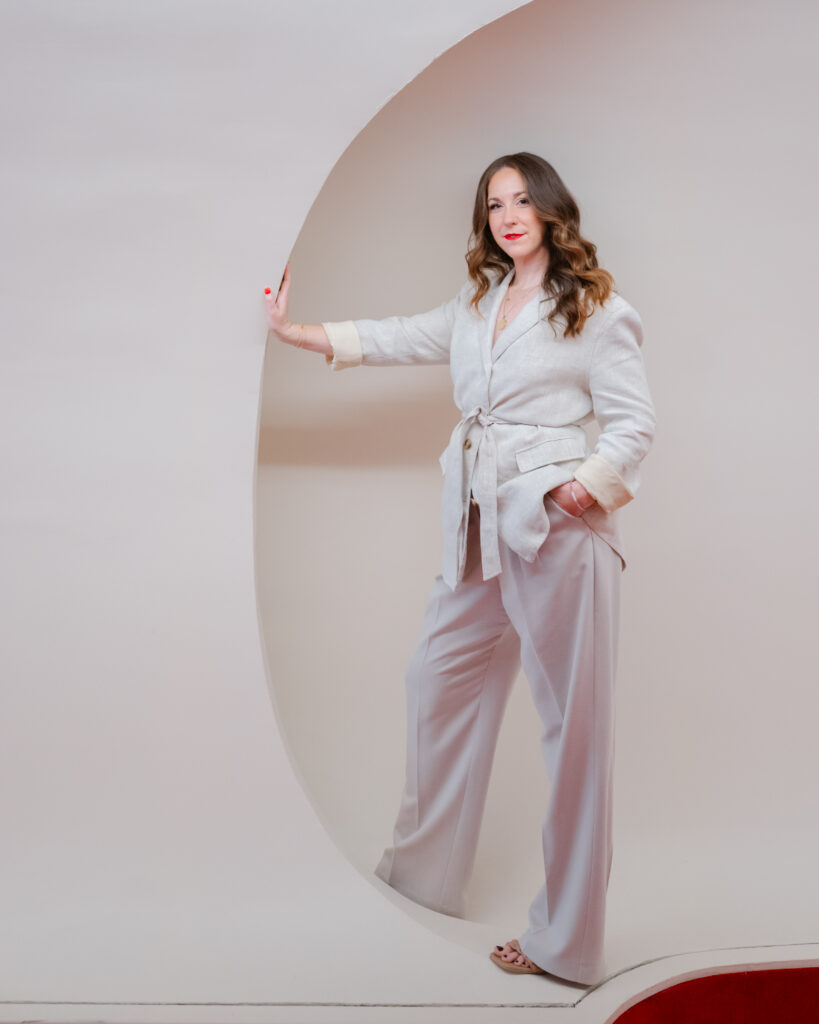 Carla Giorgio photographed at the iconic TWA Hotel in NYC during her branding session